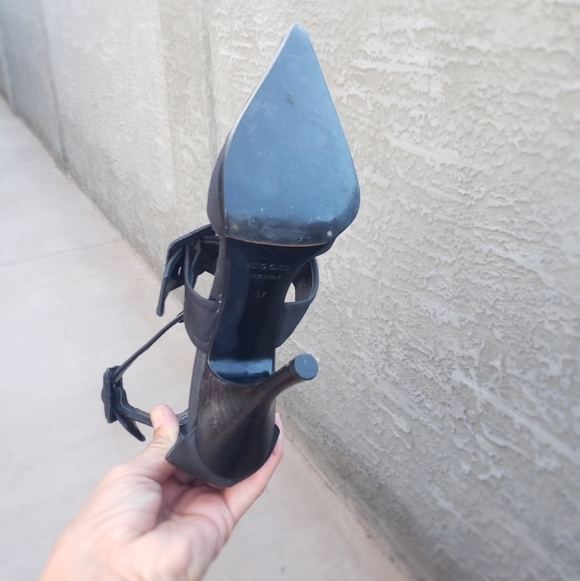 SERGIO ROSSI Black Fabric Double Buckle‎ Ankle STRAP Sandals Heels - Picture 10 of 13